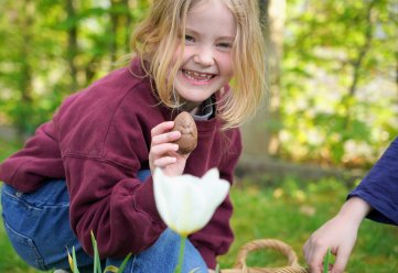 Paaseieren rapen in de tuin